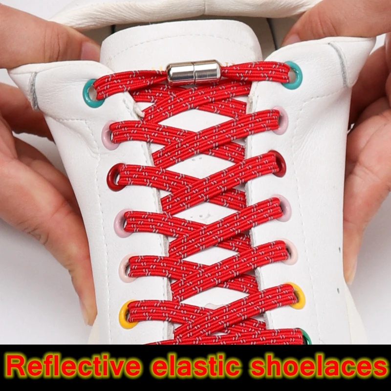 Reflective Elastic Laces without ties Shoelaces for Sneakers No Tie Shoe laces Kids Adult Quick Flat Shoe lace Rubber Shoestring