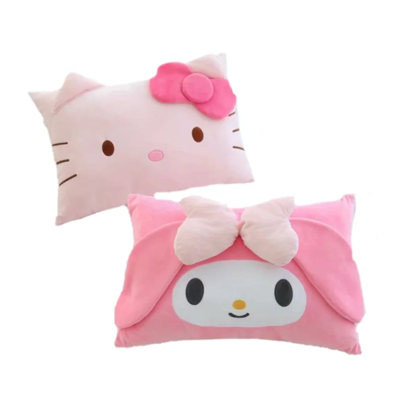 Cartoon Anime Hello Kittys Melody Kuromi Gemini Cute Plush Bilateral Thickening Pillow Case Kids Bedroom Decoration Holiday Gift