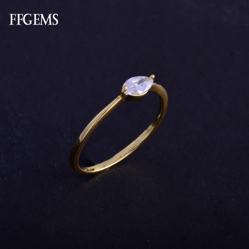 Ffgemmes – bijoux fins simples en argent Sterling 925 Moissanite, couleur Rose, Mq3 x 6mm, pour femmes, cadeau de mariage, de fiançailles, avec boîte