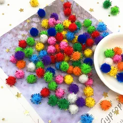 100 pz/lotto Paillettes Pompon Palla Di Pelo Palla Peluche di Colore Misto Creativo Per Bambini Fatti A Mano Materiale di Scintillio di Schiuma Palla Forniture FAI DA TE