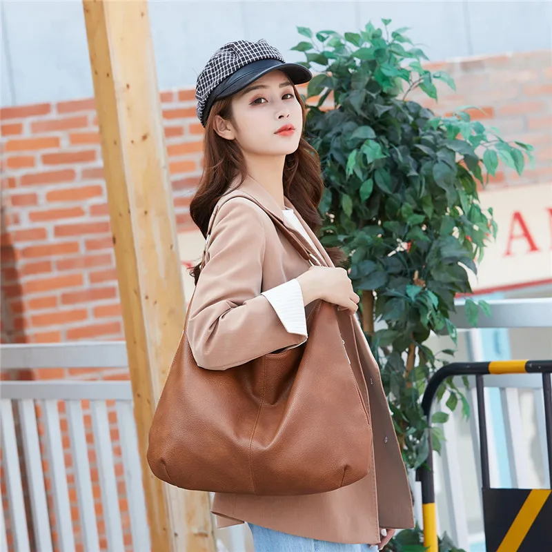 NIGEDU brand design women totes Large capacity soft PU leather female handbag big shopping bag ladies Shoulder bags bolsas black