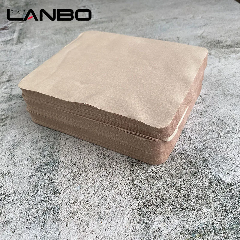 LANBO 100pcs 175mm X 145mm Brown Glasses Cleaning Cloth  Glasses Accessories Microfiber Cloth Camera Lens Clean