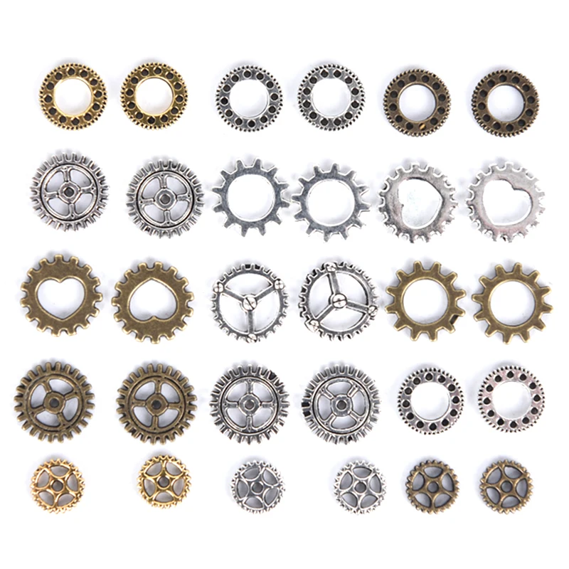 100pcs/lot Vintage Metal Mixed Gears Charms For Jewelry Making DIY Steampunk Gear Pendant Charms Wholesale