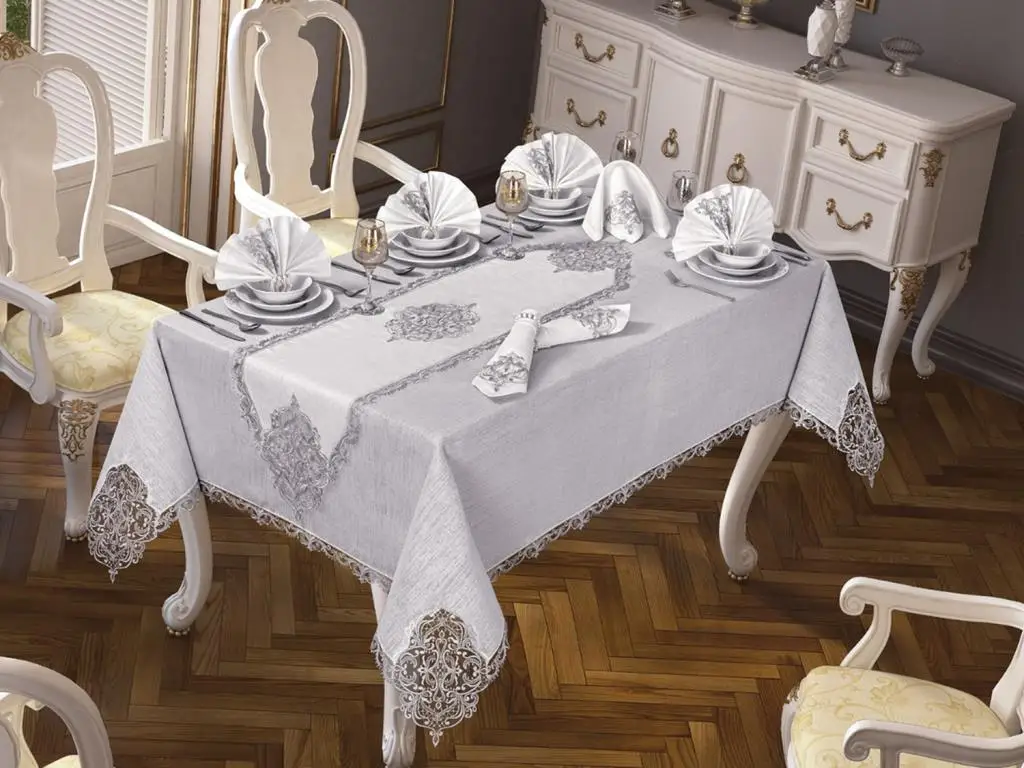 26 piece Elegant Table Cover Set Silver