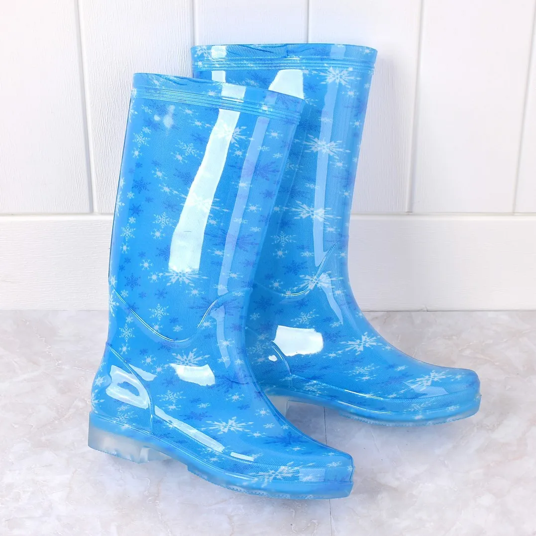 Pop frauen Regen Stiefel PVC Kristall nicht-rutsch verschleiß-beständig Wasser Schuhe Warm Hohe Hilfe Regen Stiefel frauen Schuhe