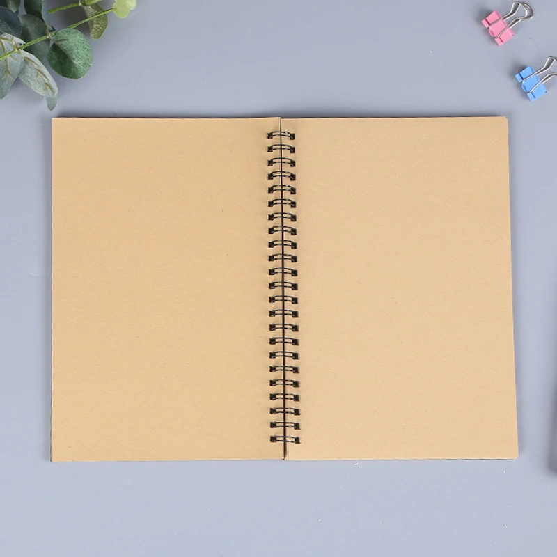 Cuaderno de Papel Kraft con espiral Retro, cuaderno de bocetos, pintura, diario, dibujo, pintura, grafiti, oficina, papelería escolar, 1 libro