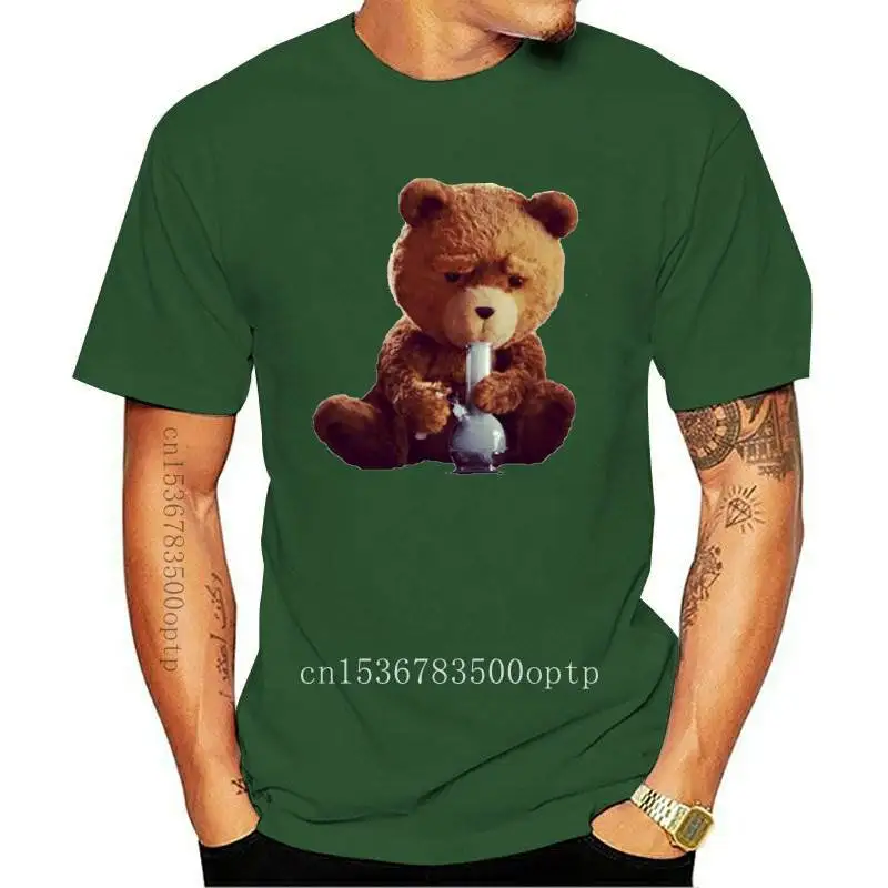 New Ted Bear Smoking Bong Cotton Crew Neck T Shirt Zz Mens T Shirts Fashion 2021 100% Cotton Short Sleeve O Neck Tops Tee Shirts