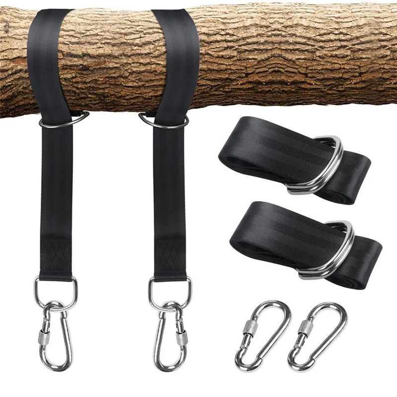 One Pair Tree Swing Hanging Kit Hammock Straps Rope Carabiner 350 KG Load Capacity OutDoor Camping Hiking Hammock Hanging Belt