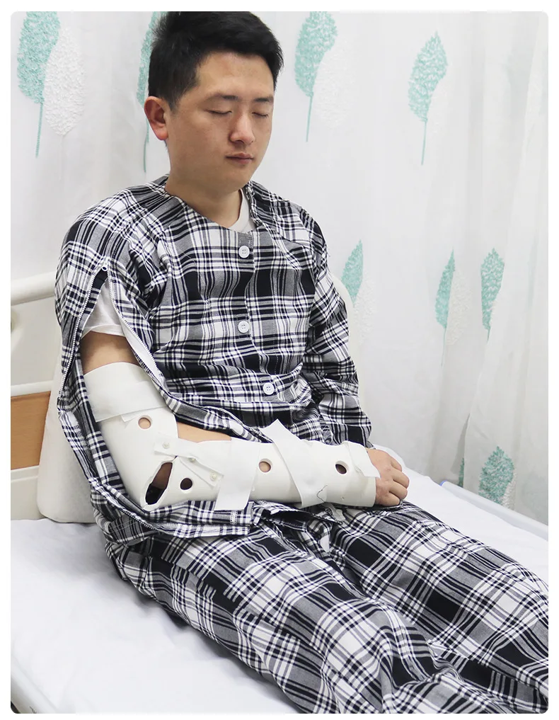 Herren-Pyjama-Anzug mit Reißverschluss, langes, vollständig geöffnetes Krankenhauskleid für einfaches Tragen, ältere Menschen, gelähmte Betten, Patienten, Gesundheitsfürsorge für Erwachsene – Detail 1
