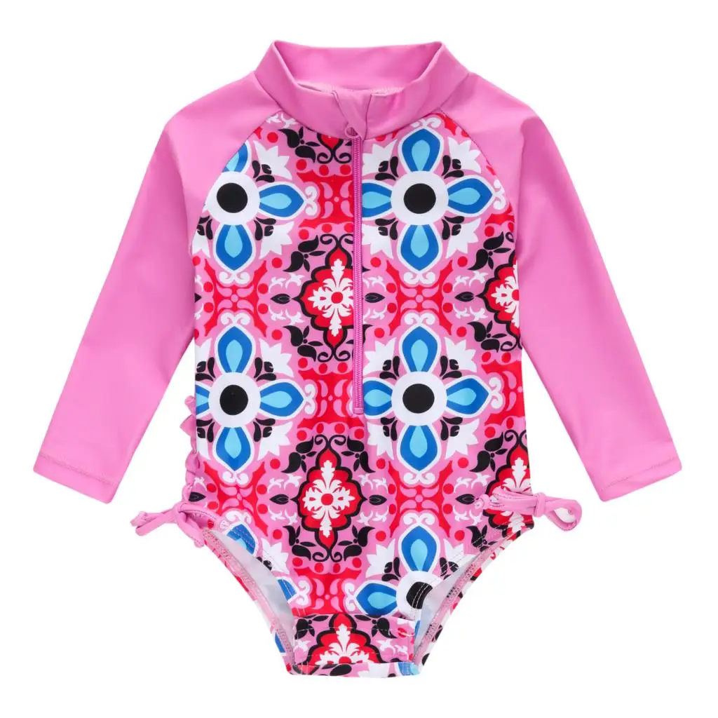 

Honeyzone Toddler Girl Swimwear Kids Flower Print One Piece Swimming Suit Baby Girl Pink Beachwear Summer Surfing Suit 0-24M