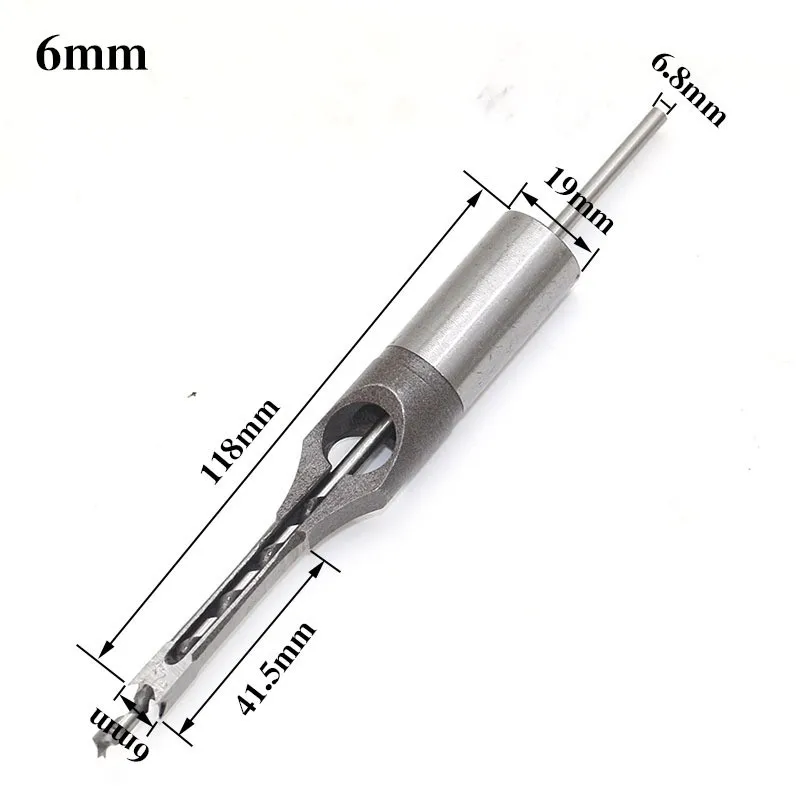 HSS Twist Drill Bits Woodworking Drill Tools Kit Set Square Auger Mortising Chisel Drill Set Square Hole Extended Saw 6.0mm~16mm