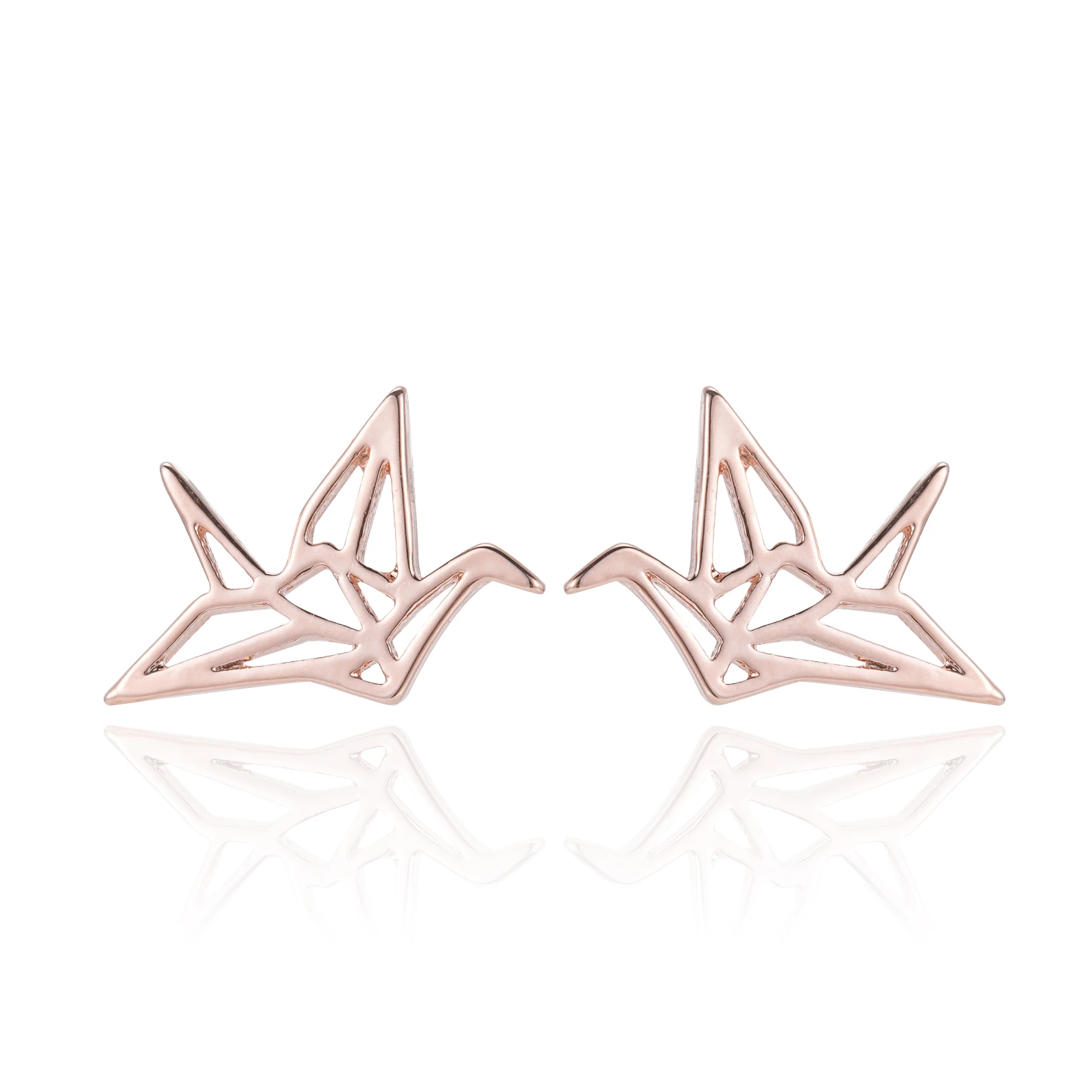 Tiny Cute Stainless Steel Thousand Paper Cranes Earring Origami Crane Stud Earings Fashion Bird Earings Piercing Jewelry