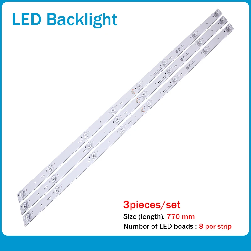 New 3 pieces/set 8LED 770mm backlight strip for 43L1600C 2600C 43L26CMC L43E9600 jl.d43081330-004bs-m E469119