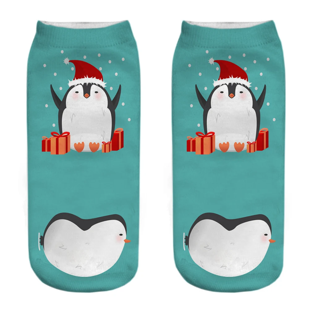 Nuovo Divertente Stampa 3D Simpatico Cartone Animato Canto Danza Pinguino Di Natale Serie Animale Unisex Calzini Corti Alla Caviglia Calcetines De Mujer