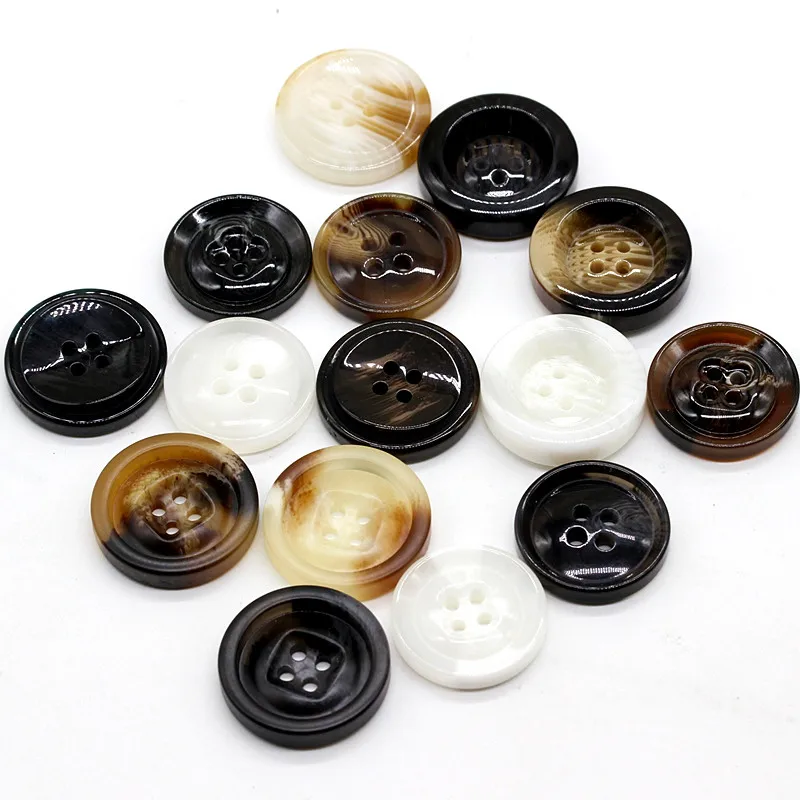 6Pcs/lot 18-34mm White black brown resin round four-eye buttons men women cashmere coat buttons jacket suit buttons C078