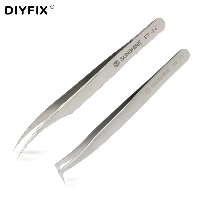 Professional Eyelash Extension Tweezers Stainless Steel Ultra Precision Forceps with Curved Angled Fine Tips for Beauty Craft