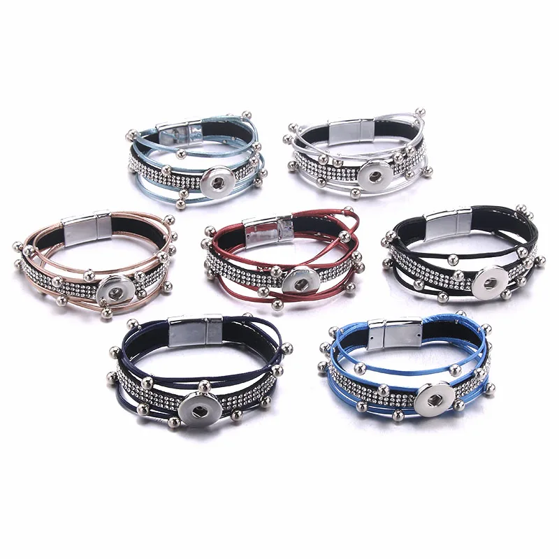 Shiny Crystal Bracelet 18mm Snap Button Bracelet Retro Fashion Snaps Jewelry Trend Women High Quality Snap Button Jewelry Gift