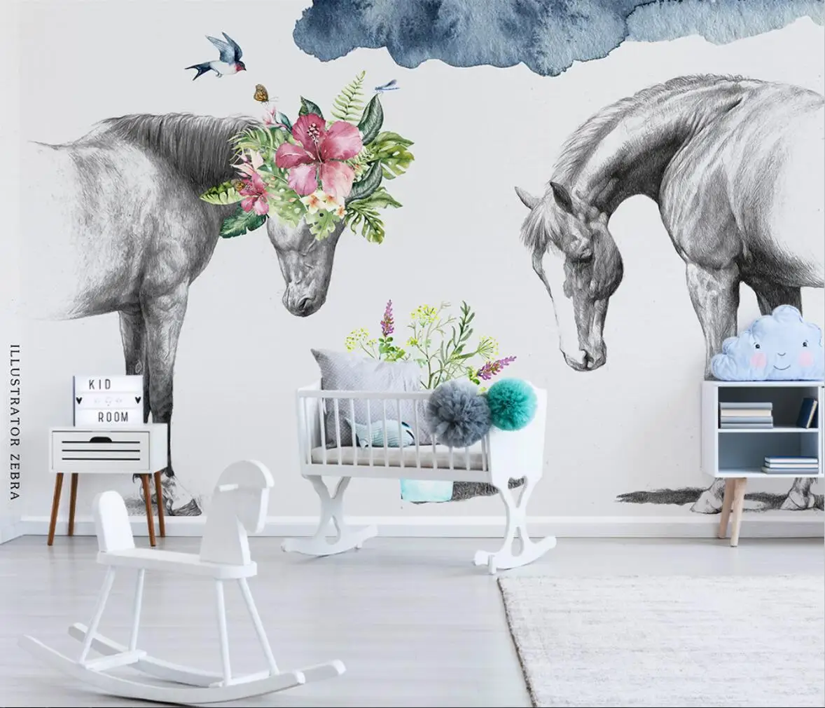 custom Running horse mural wallpapers for living room decoration TV background photo wall paper bedroom mural painting Stickers