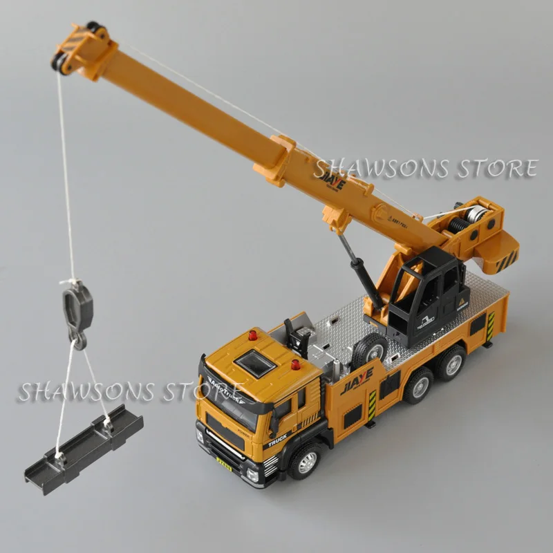 1:50 Scale Diecast Metal Engineering Vehicle Model Toy Crane Truck Lifter Pull Back Miniature Replica With Sound & Light