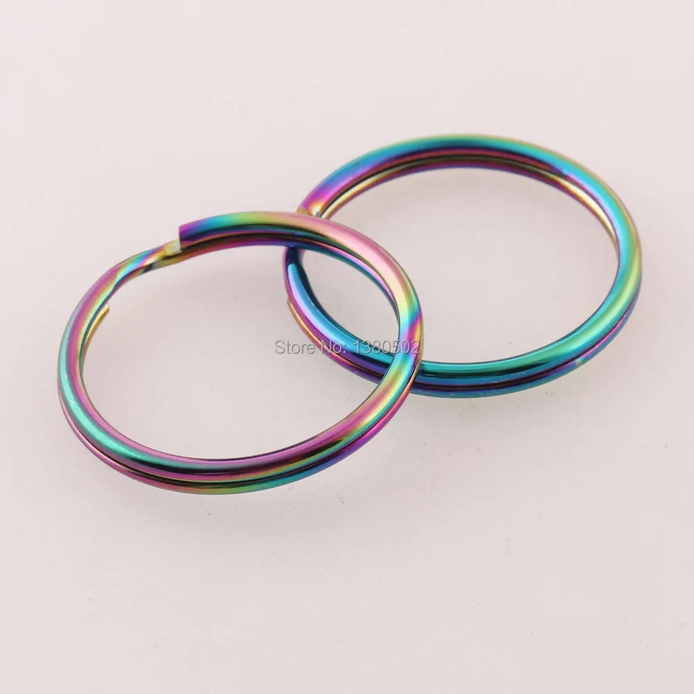 50pcs 25/30mm Matching Ring Split Ring Rainbow Color Metal Key ring Key Chain Double loops for jewelry making