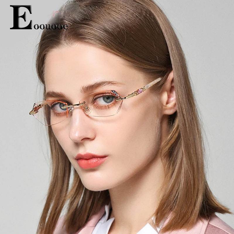 Titanium Prescription Glasses Frame Progressive Color Lentes Trimmed Opticos Gafas Diamond Eyeglasses Women Rimmed Eyewear