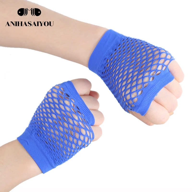 Short fishnet mittens nightclub multicolor fun women\'s mittens punk fun mesh gloves hollow fingerless gloves-1505