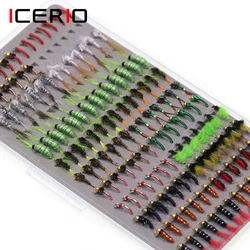 ICERIO 147PCS Scud Nymph Midge Larvae Box Set Fly Fishing Flies Trout Grayling Panfish Lure Carp Artificial Fish Bait