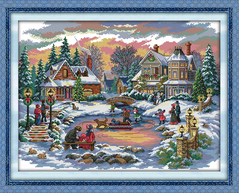 Treasure time cross stitch craft supplies winter snow kits 18ct 14ct 11ct printed canvas embroidery DIY handmade needlework