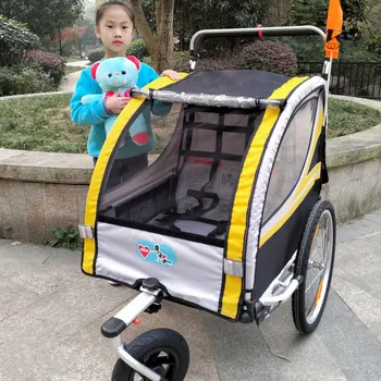 20 Inch Inflatable Wheel & Aluminum Alloy Frame 2 in 1 Baby Jogger Bike Trailer, Strong Shock Proof Stroller With Double Brake 1