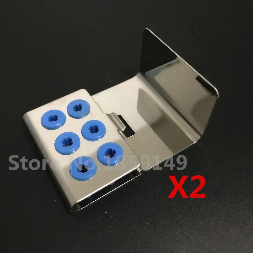 2pcs/set 6 Hole Dental Ultrasonic Scaler Tip Holder Box Auotclavable Disinfection Case with Cover fit EMS/DTE/Woodpecker/SATELEC