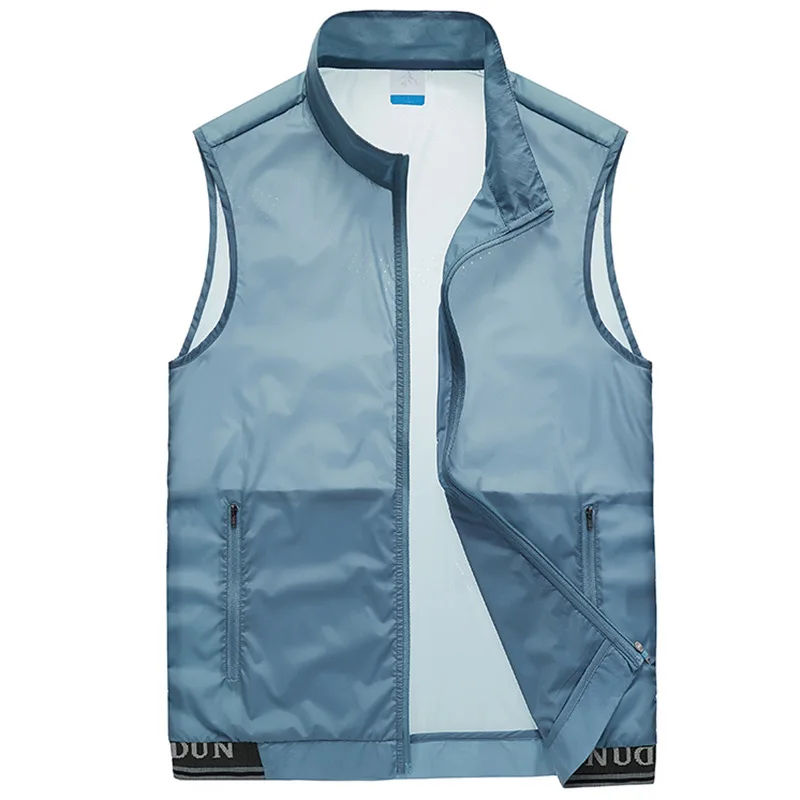 Mens Waistcoats Men\'s Summer Sleeveless Ultra-thin Waistcoat Vest Fashion Breathable Outerwear Casual Sunscreen Vest Jacket Male