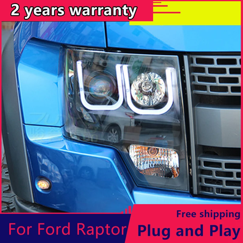 KOWELL Car Styling For Ford Raptor headlights 2009-2014 head lamp led DRL front Bi-Xenon Lens Double Beam HID KIT