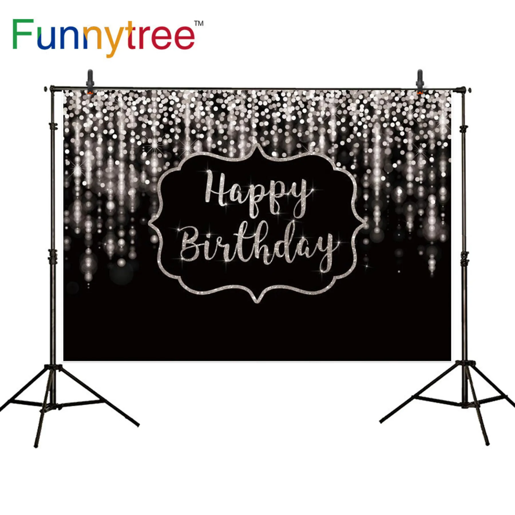

Фон Funnytree 7x5 футов с днем рождения для черно-серебряной памятной вечеринки выпускного вечера украшение для вечеринки в честь будущей мамы фо...
