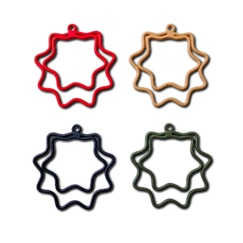 Multicolors Hexagonal Eardrop Simple Metal Diy Material Pendant Necklace Earring Charms Jewelry Making Supplies Component 8pcs