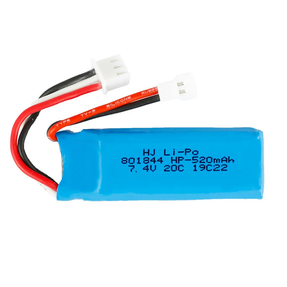 Upgrade 2S 7.4V 520mAh 20C Lipo Battery with USB Charger cable for WLtoys K969 K989 K999 P929 P939 XKA600 RC Car toy model parts