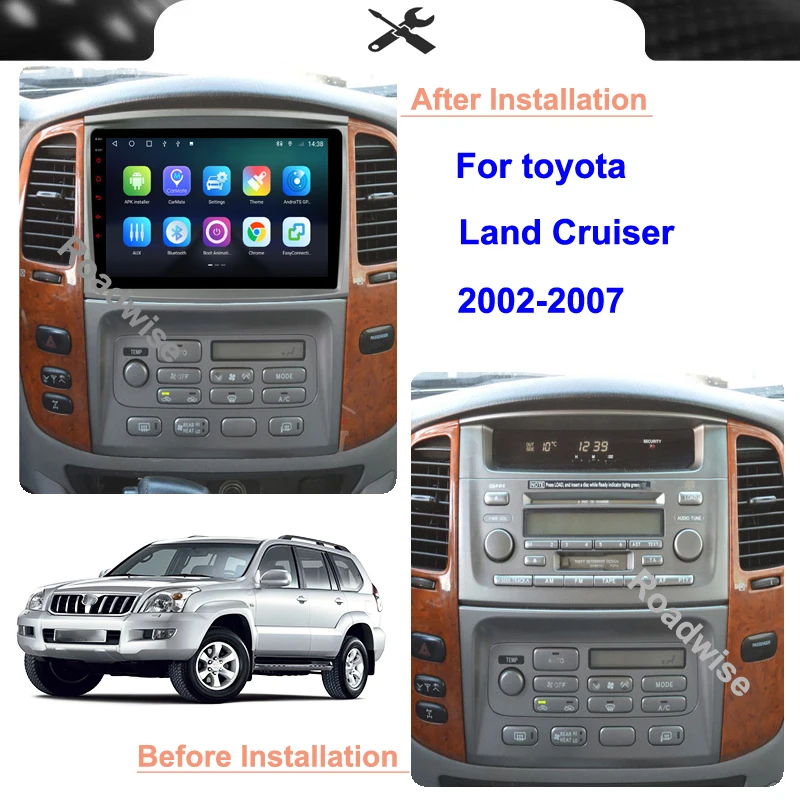 Roadwise 8+256 Car Radio For Toyota LAND CRUISER LC 100 2002 - 2007 Lexus LX470 2 2002 - 2007 4G Android DVD 2din GPS DSP Stereo