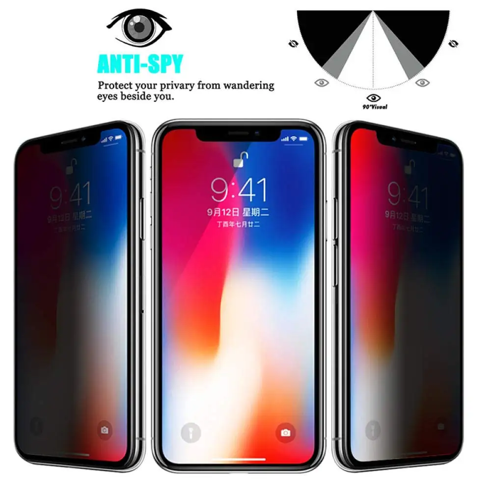 Privacy Tempered Glass For iPhone 13 Pro Max X XS XR Antispy Screen Protector For iPhone 5 6 7 8 Plus 12Pro on iPhone 11 Pro Max