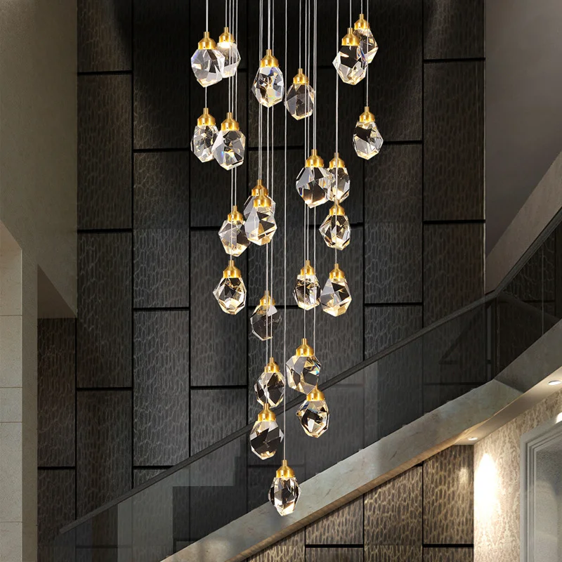 

Luxurious Crystal Ceiling Chandelier Nordic Indoor Lighting LED Pendant Lamp Living Room Stairs Corridor Hotel Restaurant Home