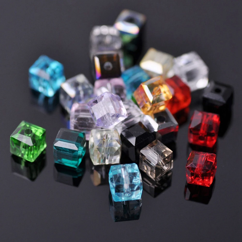 3# Cube Square Faceted Czech Crystal Glass 3mm 4mm 6mm 8mm 10mm Loose Crafts Beads Wholesale Lot For Jewelry Making DIY