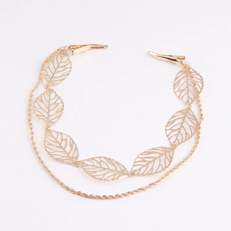 MWsonya New Golden Hollow Leaf Head Chain Tassel Hairpins for Women Hiar Clip Drop shipping Hair Accessories Hair Clips