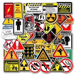 50PCS Warning Stickers Danger Banning Signs Reminder DIY Toys Case Laptop Luggage Snowboard Car Decals Graffiti Sticker