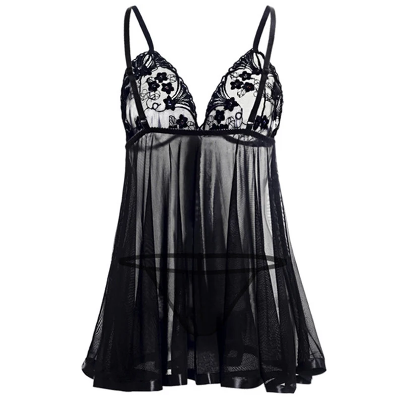 Chemise de nuit grande taille pour femmes, vêtements de nuit chauds, lingerie sexy, fentes en dentelle, nuisette à col en V, vêtements de nuit