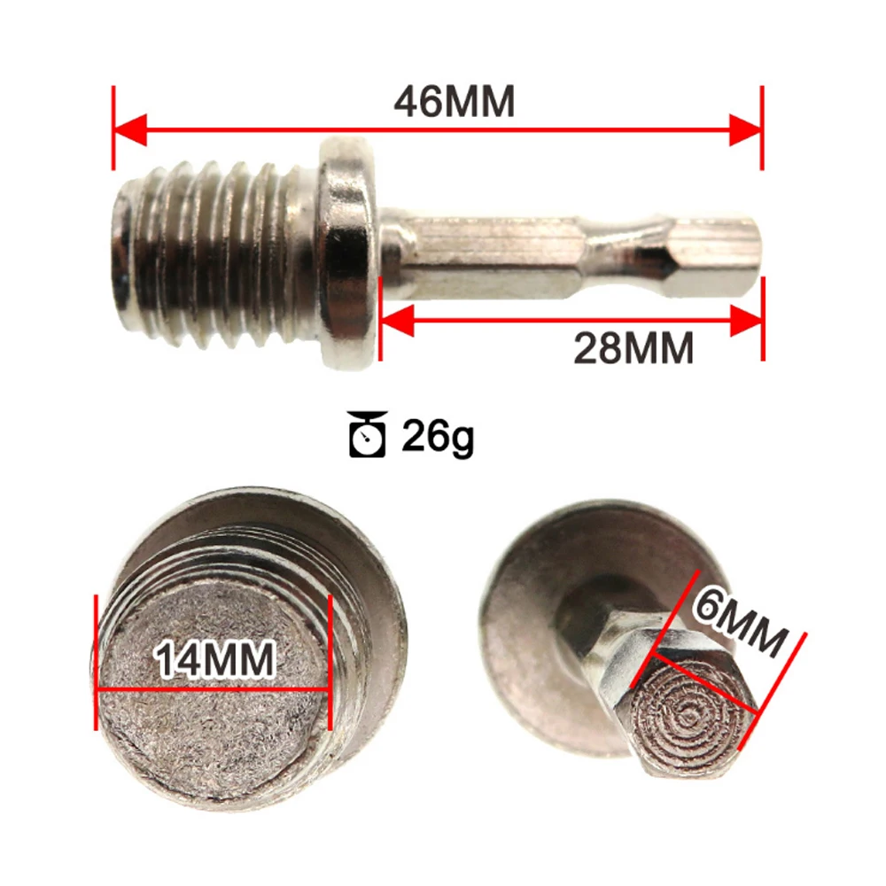 2 pz 1/4 "M10/M14 esagono adattatore biella trapano mandrino lucidatura disco esagonale biella accessorio di perforazione del metallo