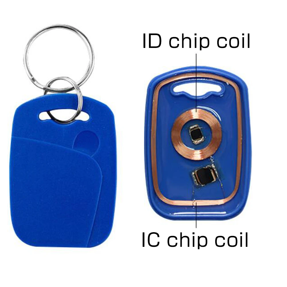 Imagem -02 - Etiquetas de Chave Compostas Regraváveis ic Mais id Uid Chaveiro com Chip Duplo de Frequência Rfid 125khz T5577 Em4305 Mais 13.56mhz para Controle de Acesso com 10 Peças