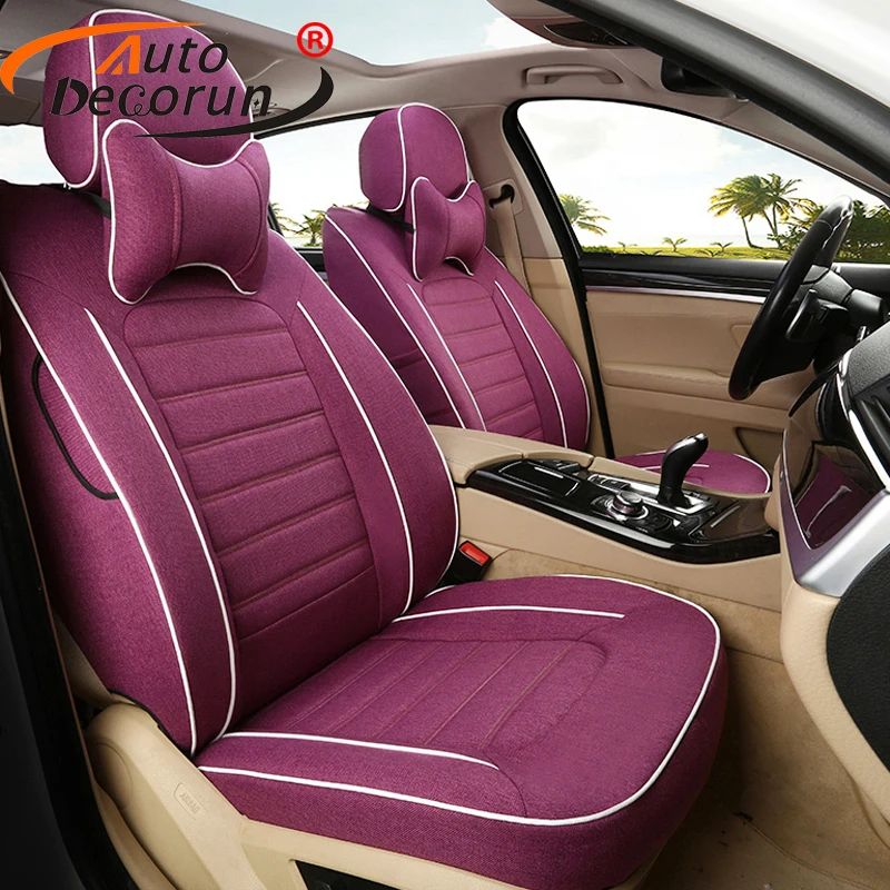 AutoDecorun Linen Fabric Seat Cushions for Renault Kadjar Accessories Cars Seat Covers Sets Auto Supports Protectors 2015-2017