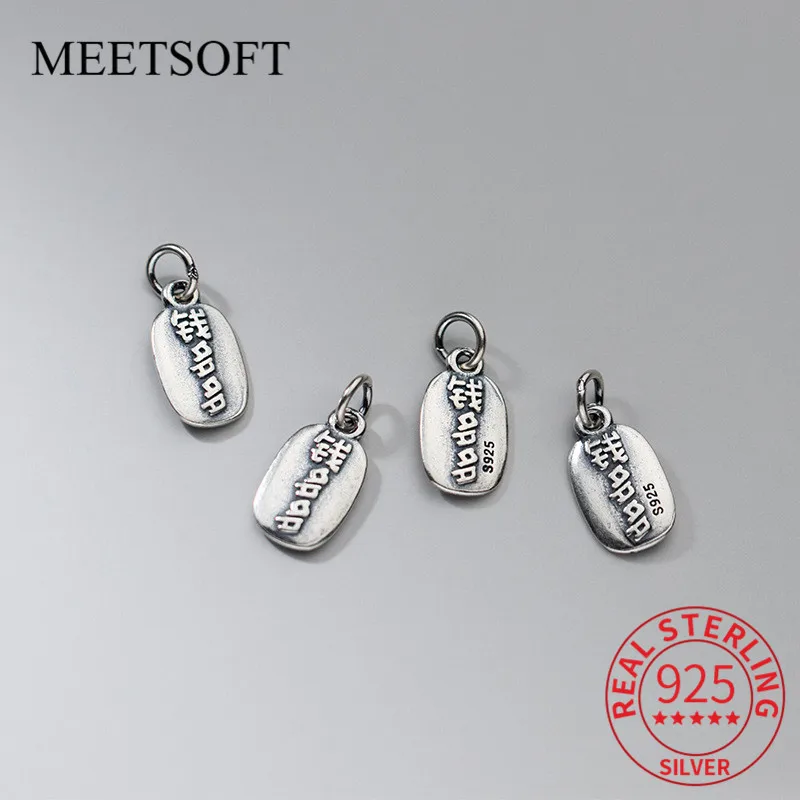 MEETSOFT Vintage 925 Sterling Silver Oval wealth Charms Special of DIY Handmade Making Finding Components  Jewelry Accessory