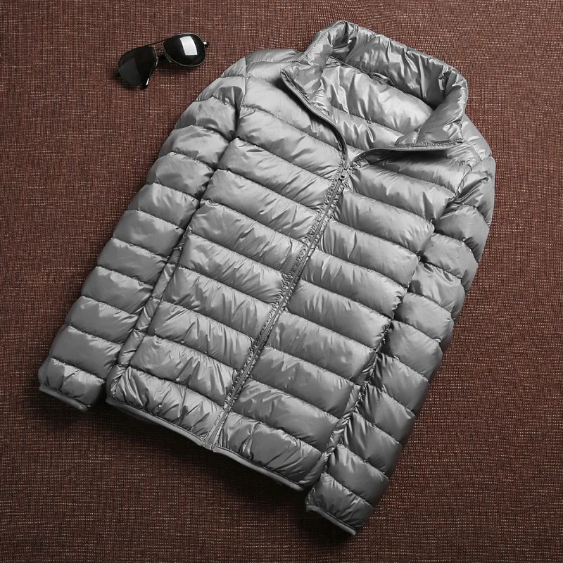 Jaqueta de pato ultraleve masculina, casaco portátil, Parkas de viagem impermeável, gola em gola alta, outwear fino, moda outono-inverno