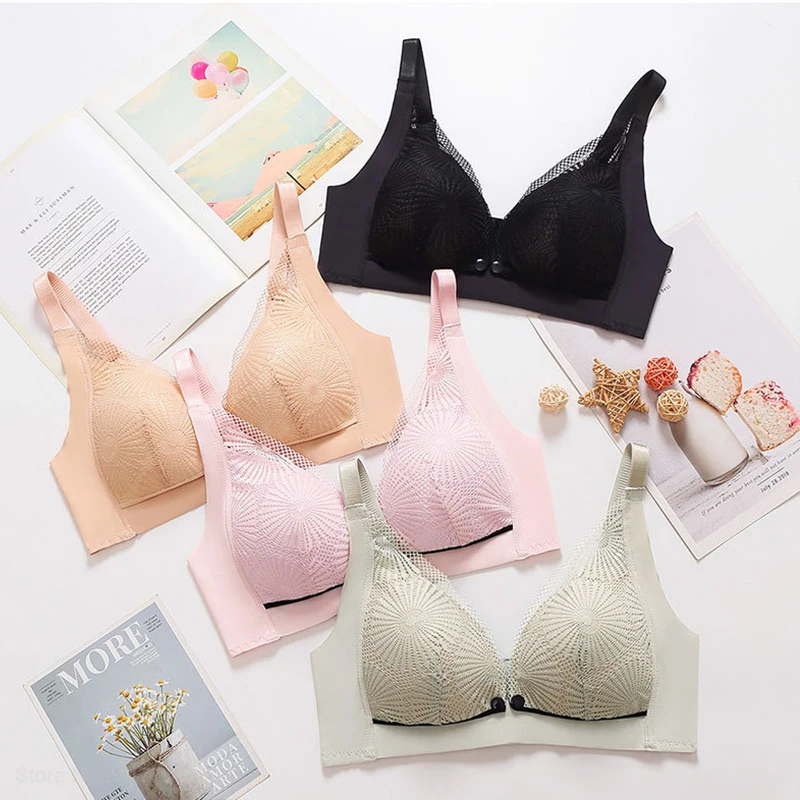 Youpin Breathable Cotton Maternity Nursing Bra Pregnancy Breast Feeding Underwear Bralette Sexy Lace Ice Silk Women Sleeping Bra