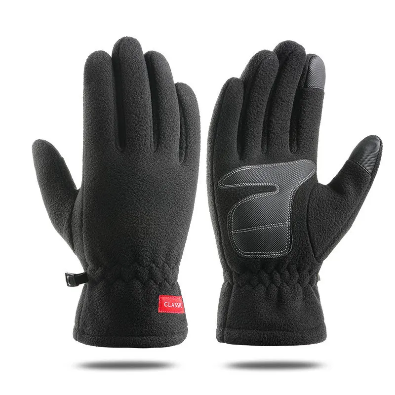 Men Women Winter Polar Fleece Silica Gel Non Slip Touch Screen Driving Mitten Plus Velvet Thick Warm Sport Cycling Glove F22