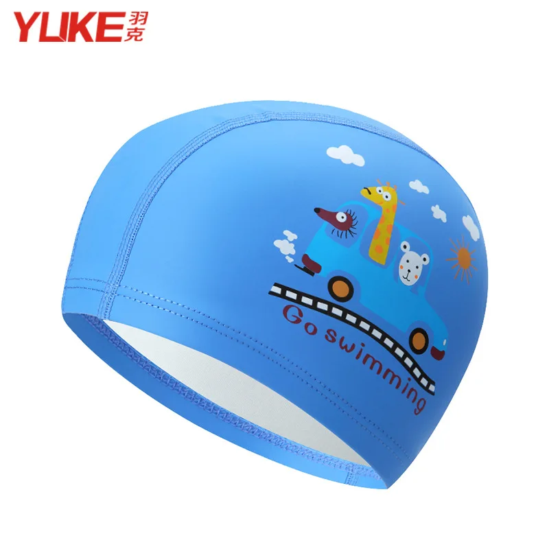 2020 Cartoon Swimming Cap Boys Girls PU Children Waterproof Swimming Caps Kids Swim Pool Hats Colorful Baby Diving Hat